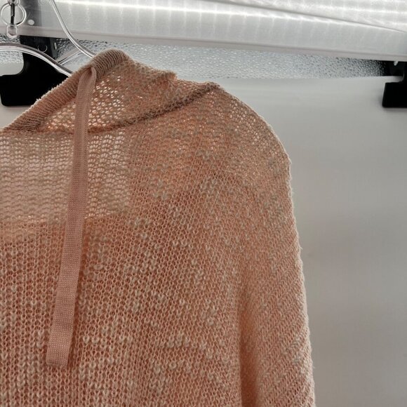 Hem & Thread Loose Knit Hoodie Women's Size Small Peach Long Sleeve Pullover - Picture 4 of 9
